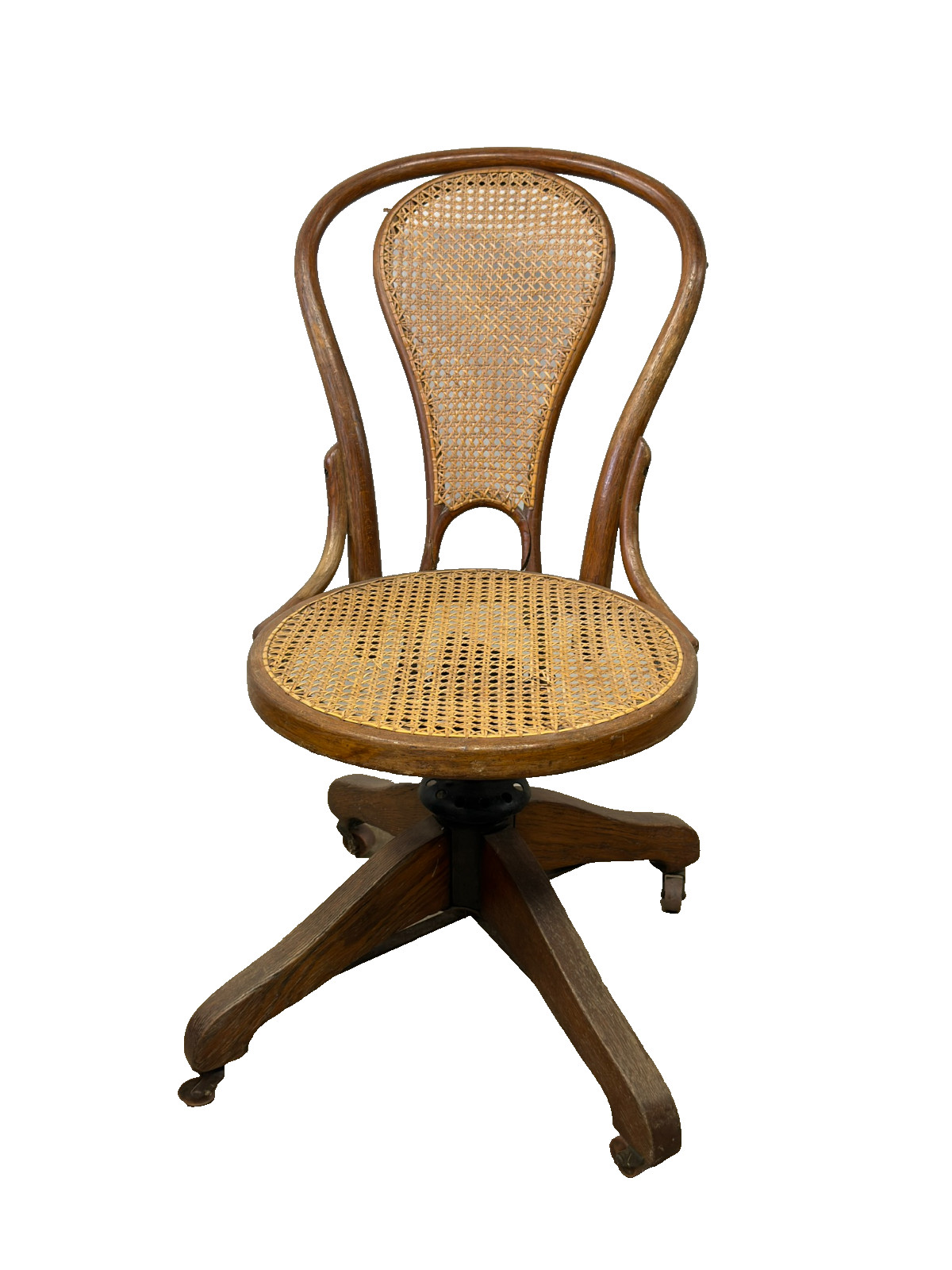 antique oak bentwood office chair adjustable cast iron castors tlc 1890