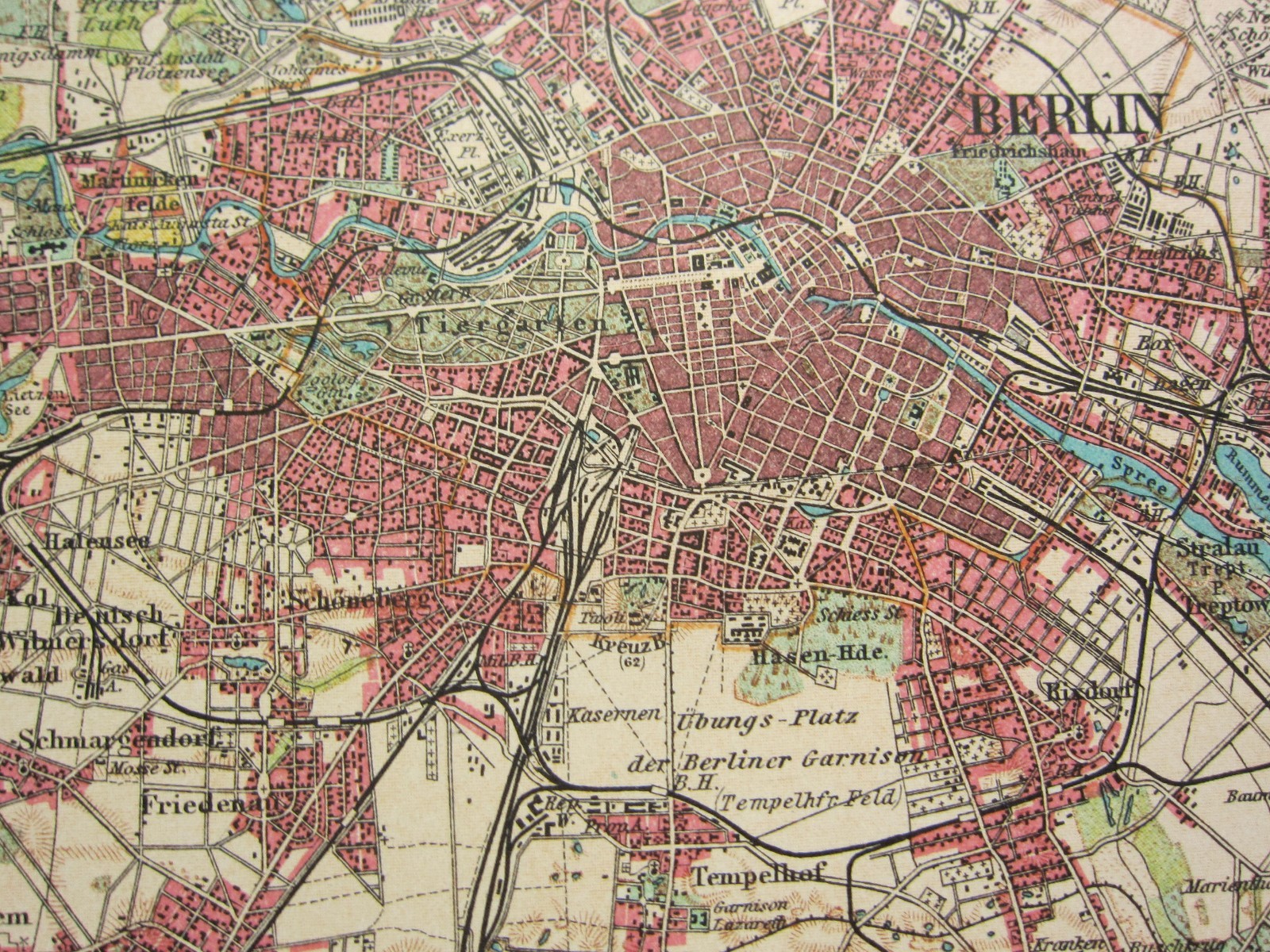 1907 DATED MAP ~ SOUTH EAST GERMANY SCHLESIEN GALICIA BERLIN CITY PLAN ENVIRONS