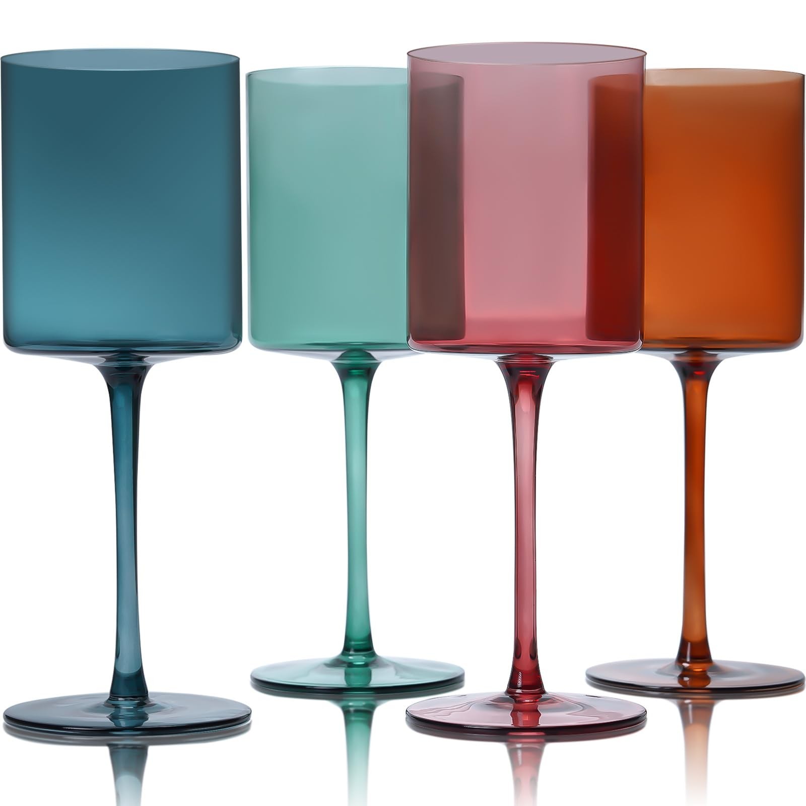 Colored Wine Glasses Set of 4-16oz Cylindrical All Purpose Wine Glass, Crysta…