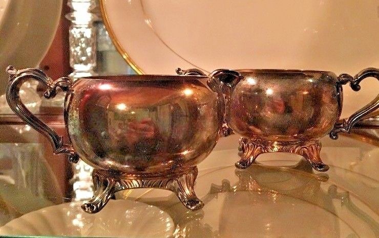 WILLIAM ROGERS_SIGNED SILVERPLATE SUGAR & CREAMER_#73-12 & 73-8 Orig Stickers