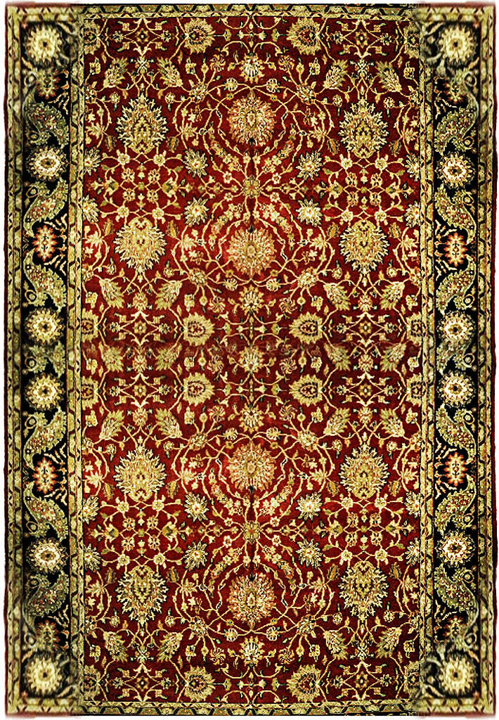 Agra Handmade 12 x 17 New Indian Traditional Shah Abbasi Burgundy Wool Rug