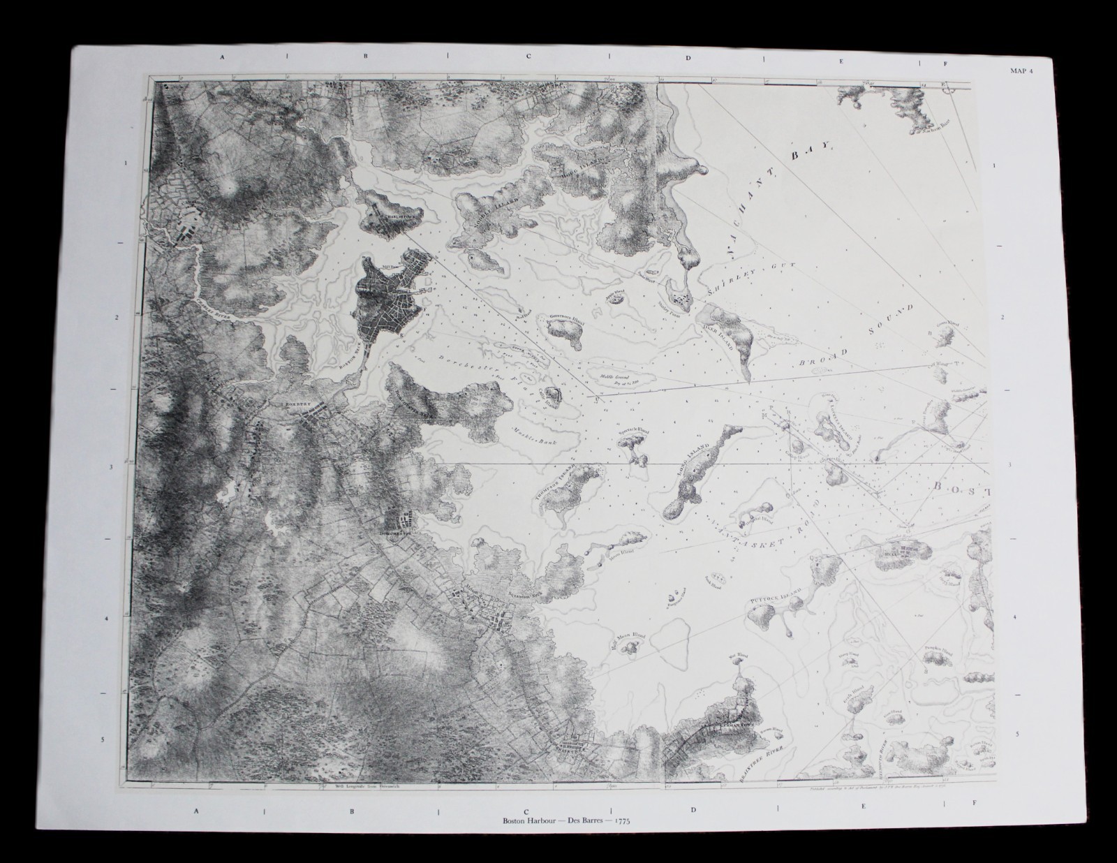 BOSTON HARBOUR MASSACHUSETTS MAP 1775 BY THE U.S. DEPARTMENT OF THE NAVY (1972)