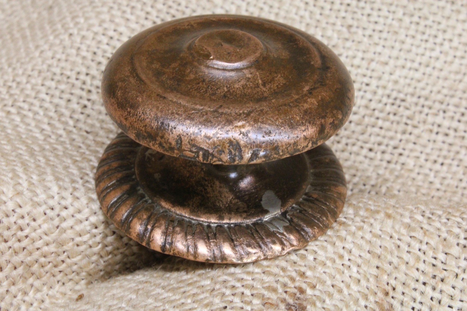 Old Drawer Pull 1 1/2” Door Knob Furniture Antique Copper Early 1800’s American