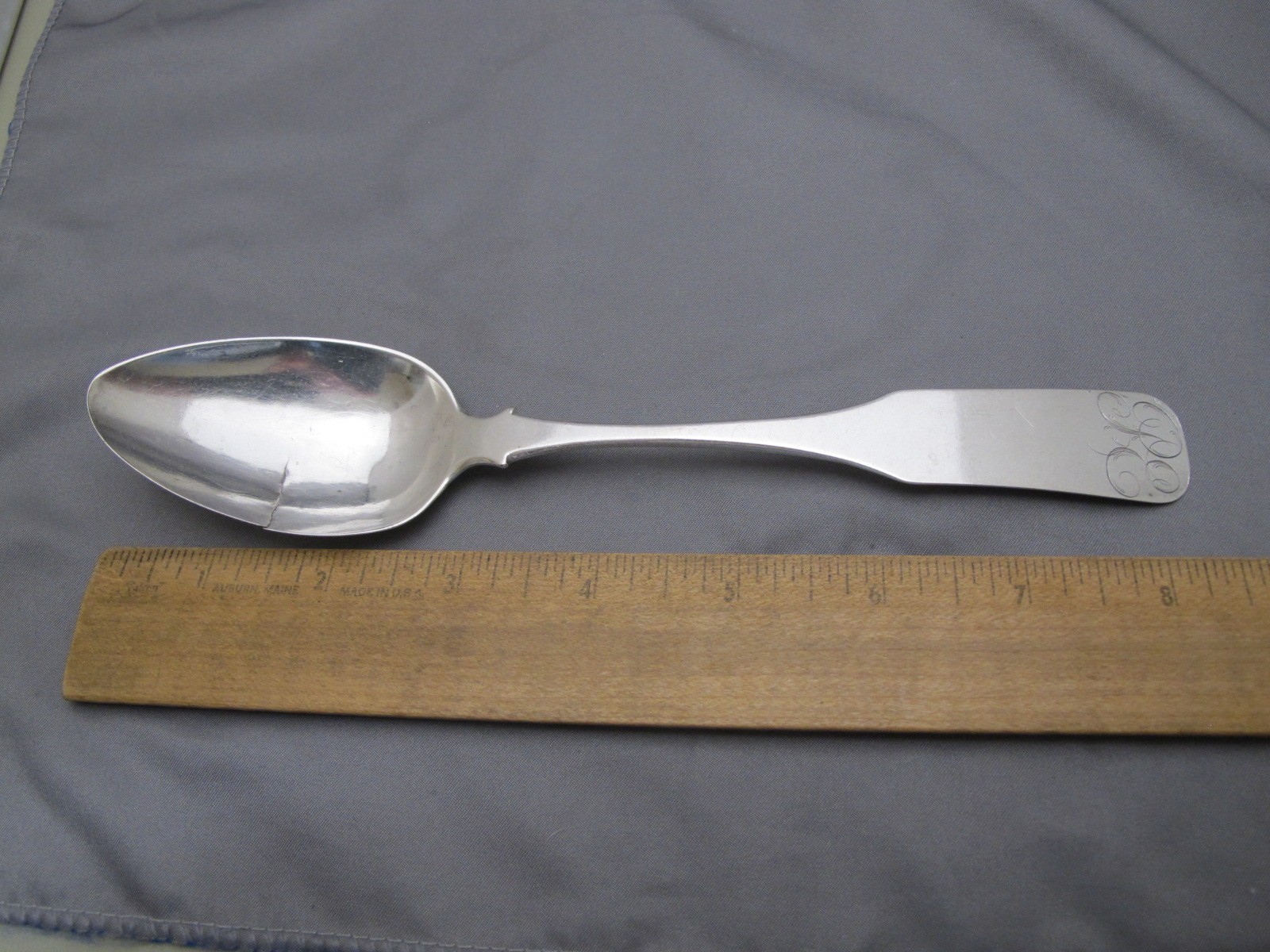 Old Fiddle Pattern Coin Silver TABLESPOON-Spread Eagle Mark-AS IS