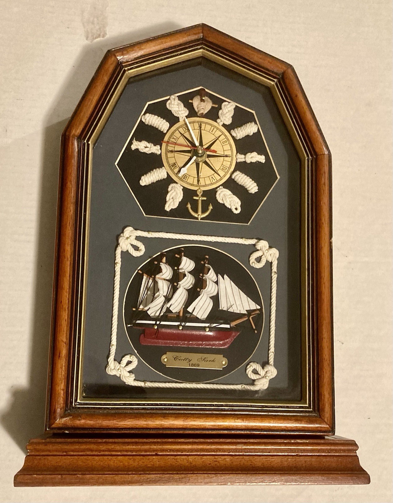Vintage Ship Nautical Clock Display Wood Cabinet Key Holder New Movement