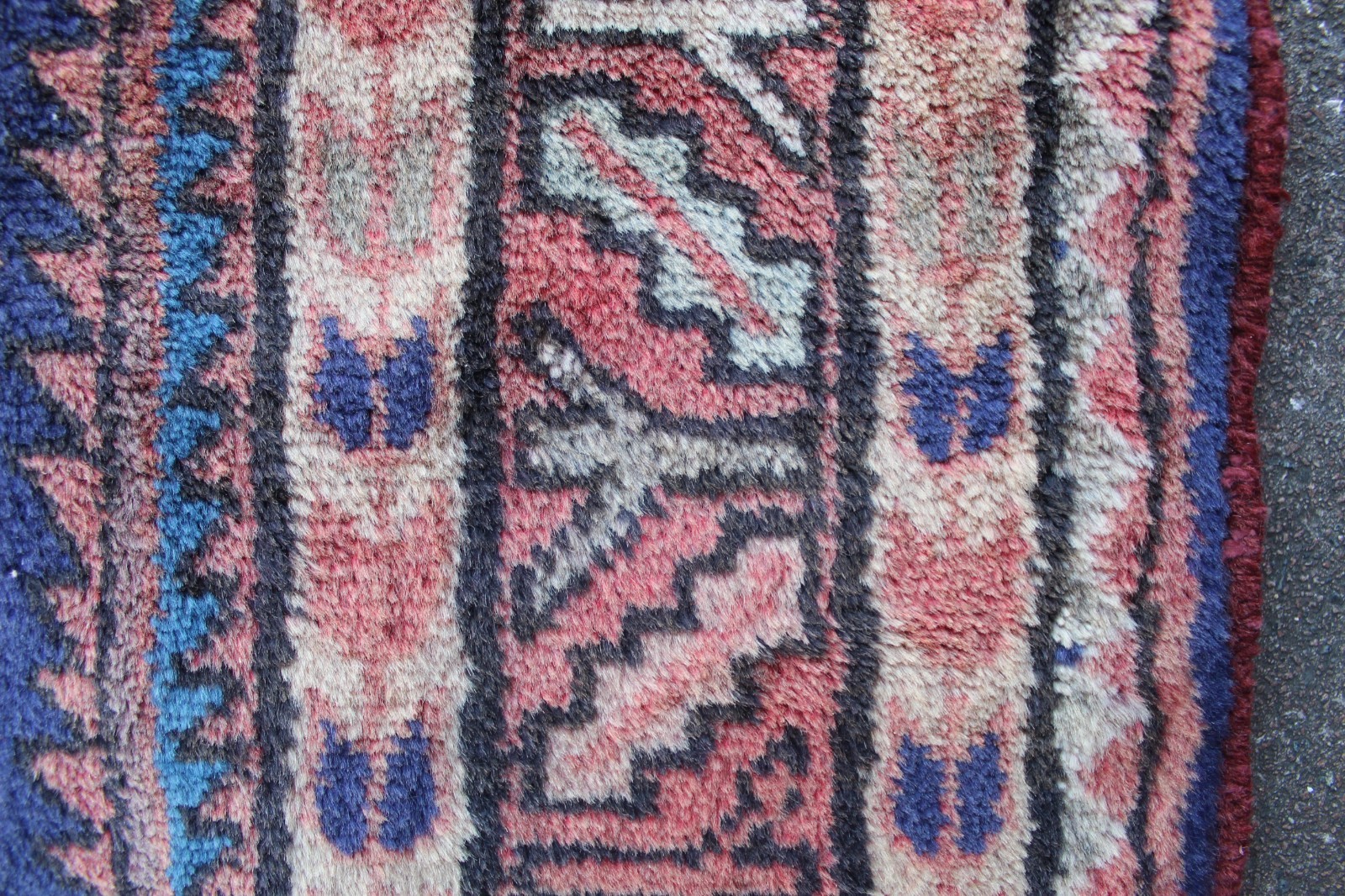 Vintage Hand Made Traditional Oriental Wool Blue Red Long Rug Runner 292x104cm