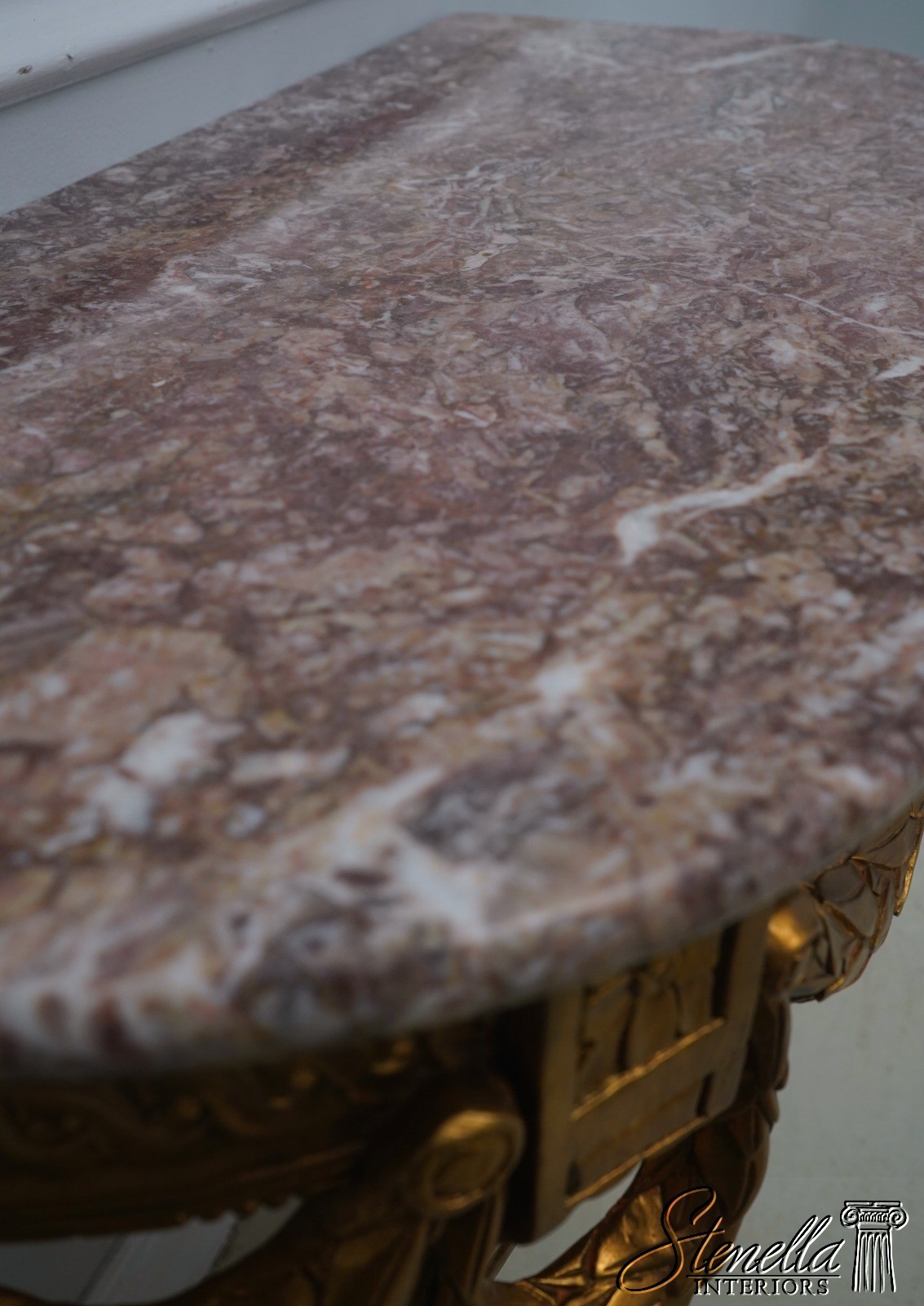 72255: Pair Of French Louis XV Style Marble Top Wall Console Tables
