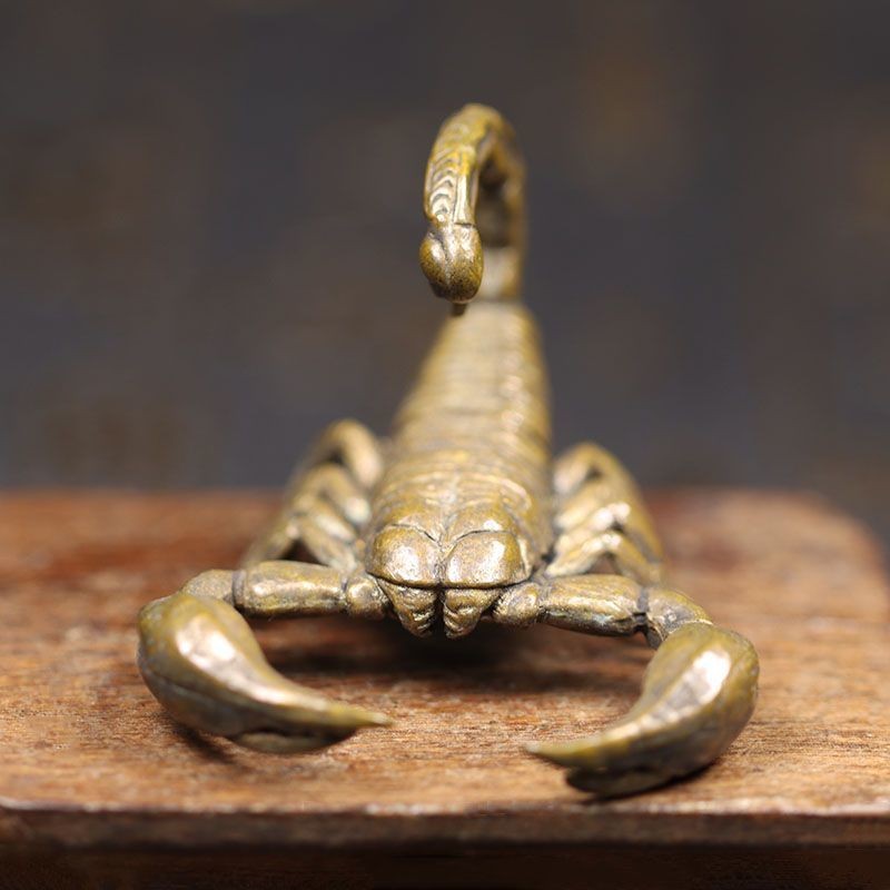 Solid Brass Scorpion Figurine Vintage Miniature Statue Tea Pet Collectible Decor