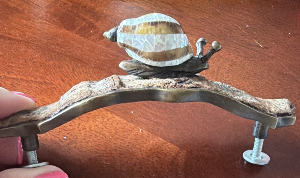 Shaub & Co Nature Collection 4 3/8 CTC Drawer Pull Brass Snail Mother Pearl