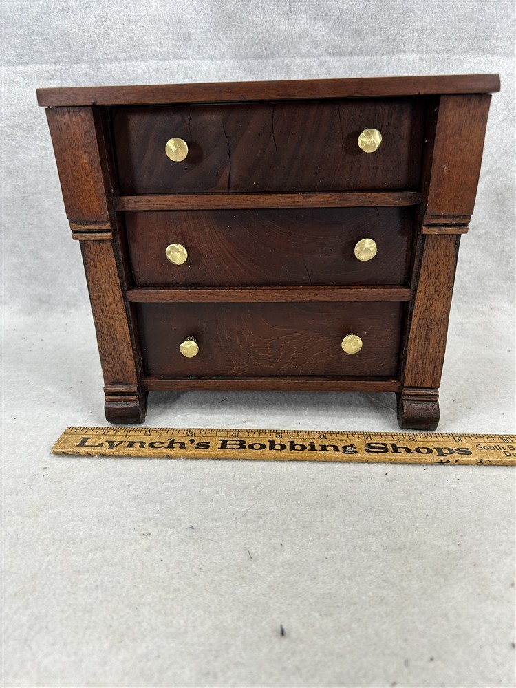 antique chest drawers sm bureau wood mahogany 8.5×7.5×5.25 deep 1800 original