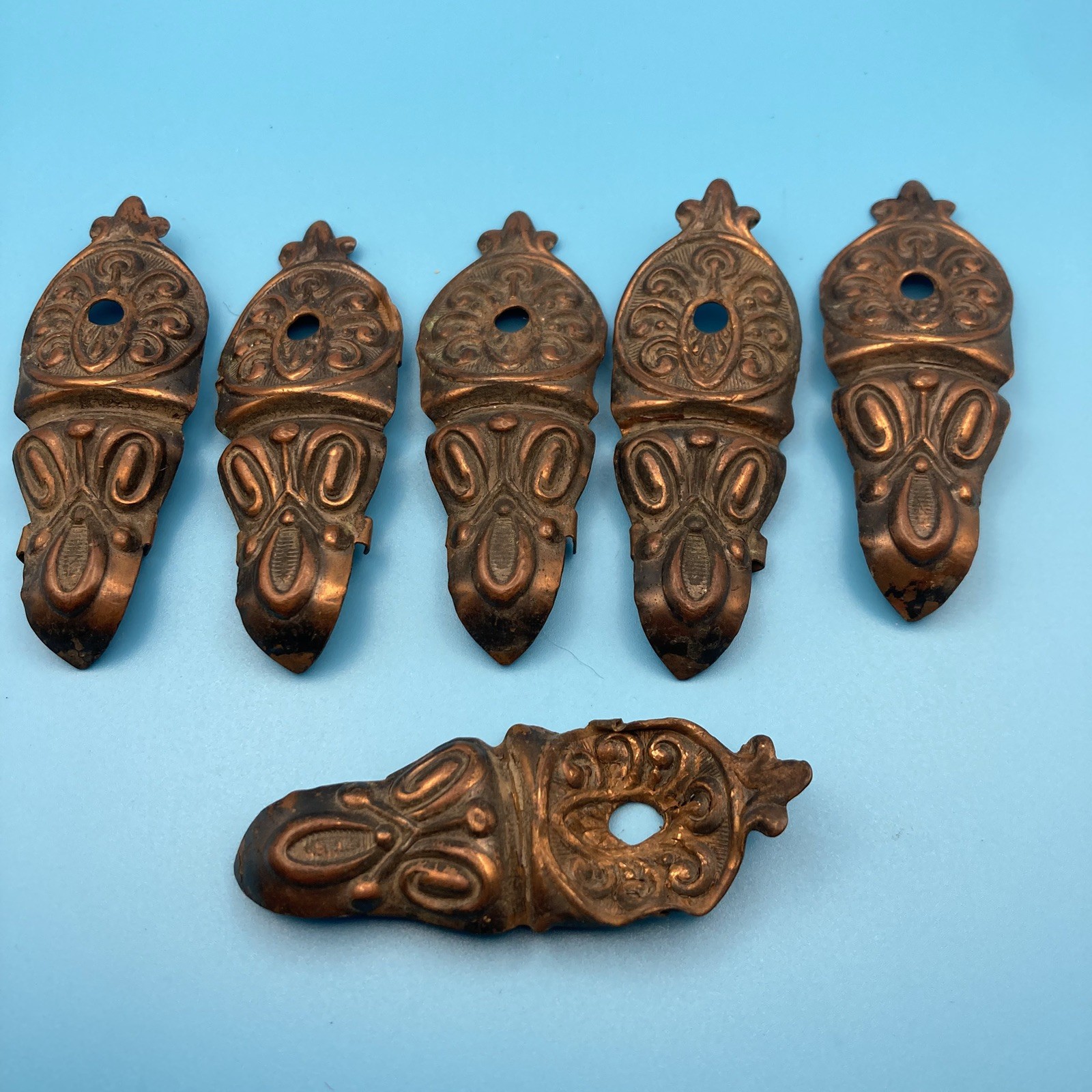 Antique Furniture Hardware Pieces Lot of 6 Brass or Copper 2 3/4″