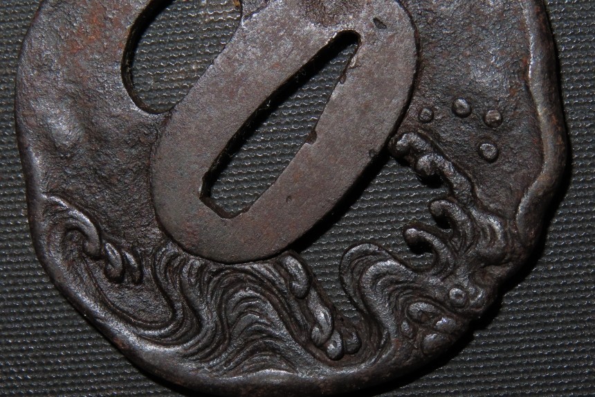 WAVE TSUBA of KATANA (sword) : EDO : 2.4 ×2.4× 0.2″80g