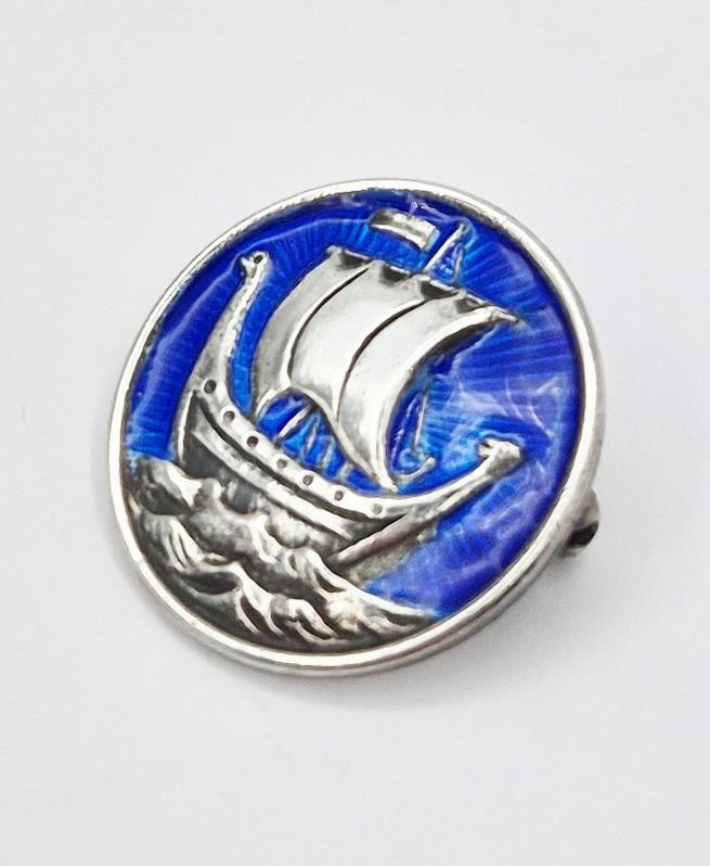 FINE STERLING SILVER ENAMEL IONA ALEXANDER RITCHIE STYLE BROOCH Birmingham 1961