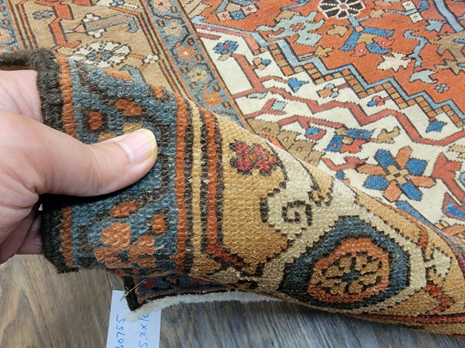 Antique hand knotted authentic serapies rug circa 1880s size 5ft 3″ x 10ft