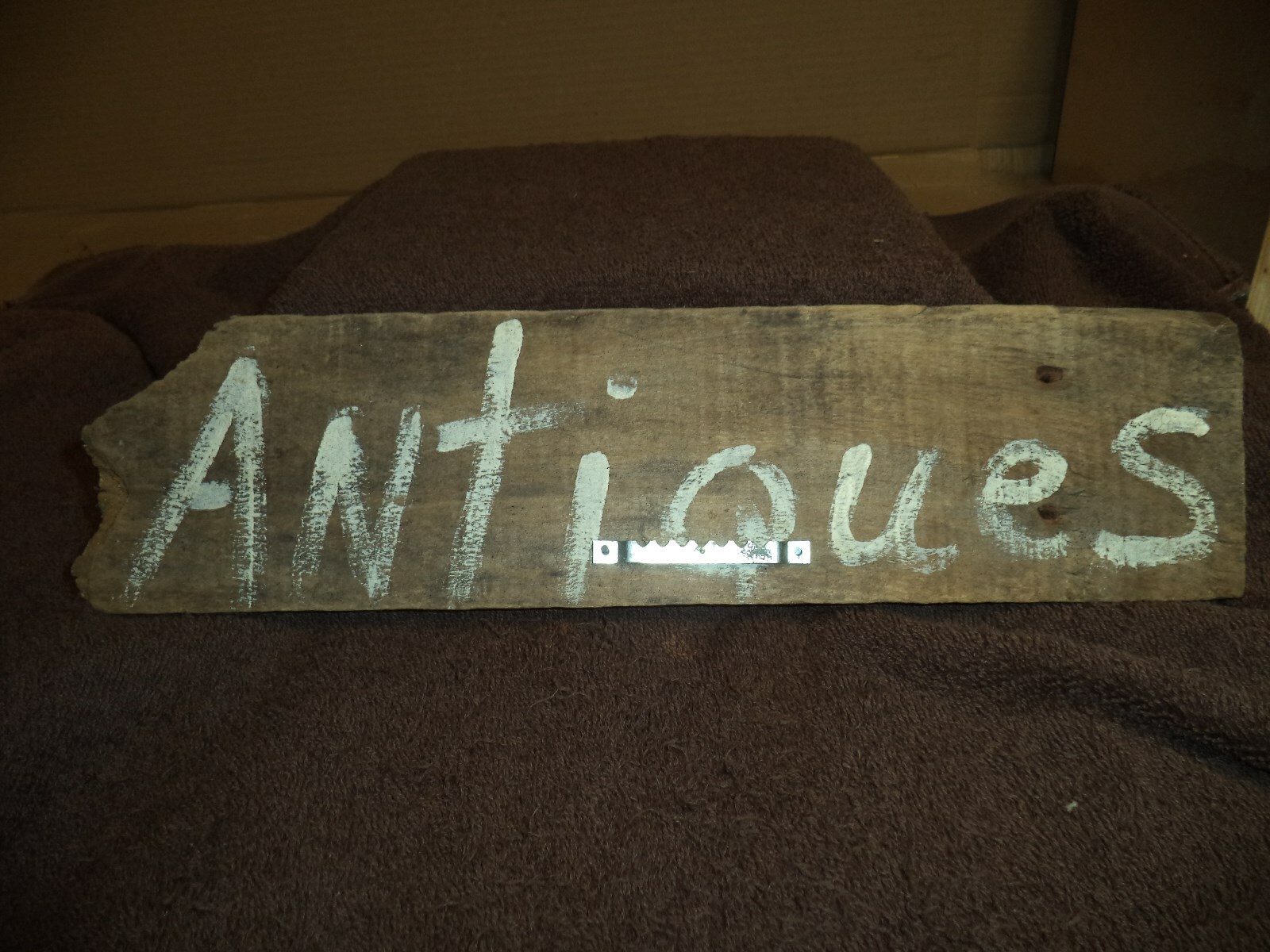 Wood Antiques Sign 13 /38″x3 1/2″ Hand painted/ Rustic/Barn wood
