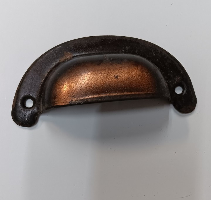 Antique Metal Bin Pull ~ Japanned 4″ wide x 1-5/8″ tall