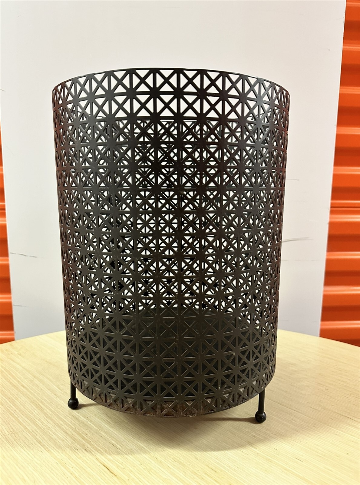50s Galef Mategot Era Perforated Metal Boudoir Wastebasket Paper Bin Midcentury