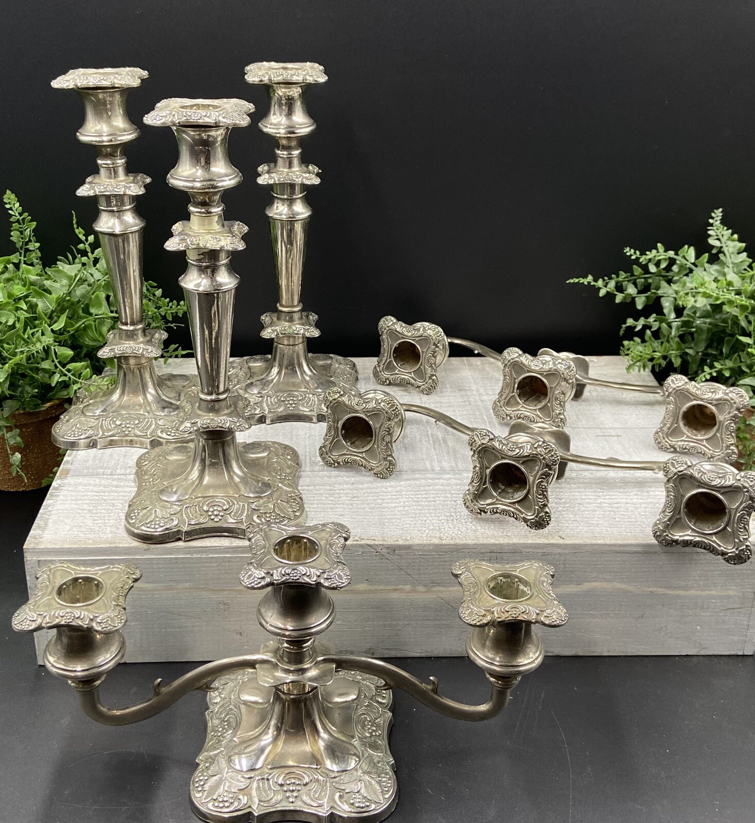 GRENADIER England Silverplate Interchangeable CANDELABRA 6 Piece Set