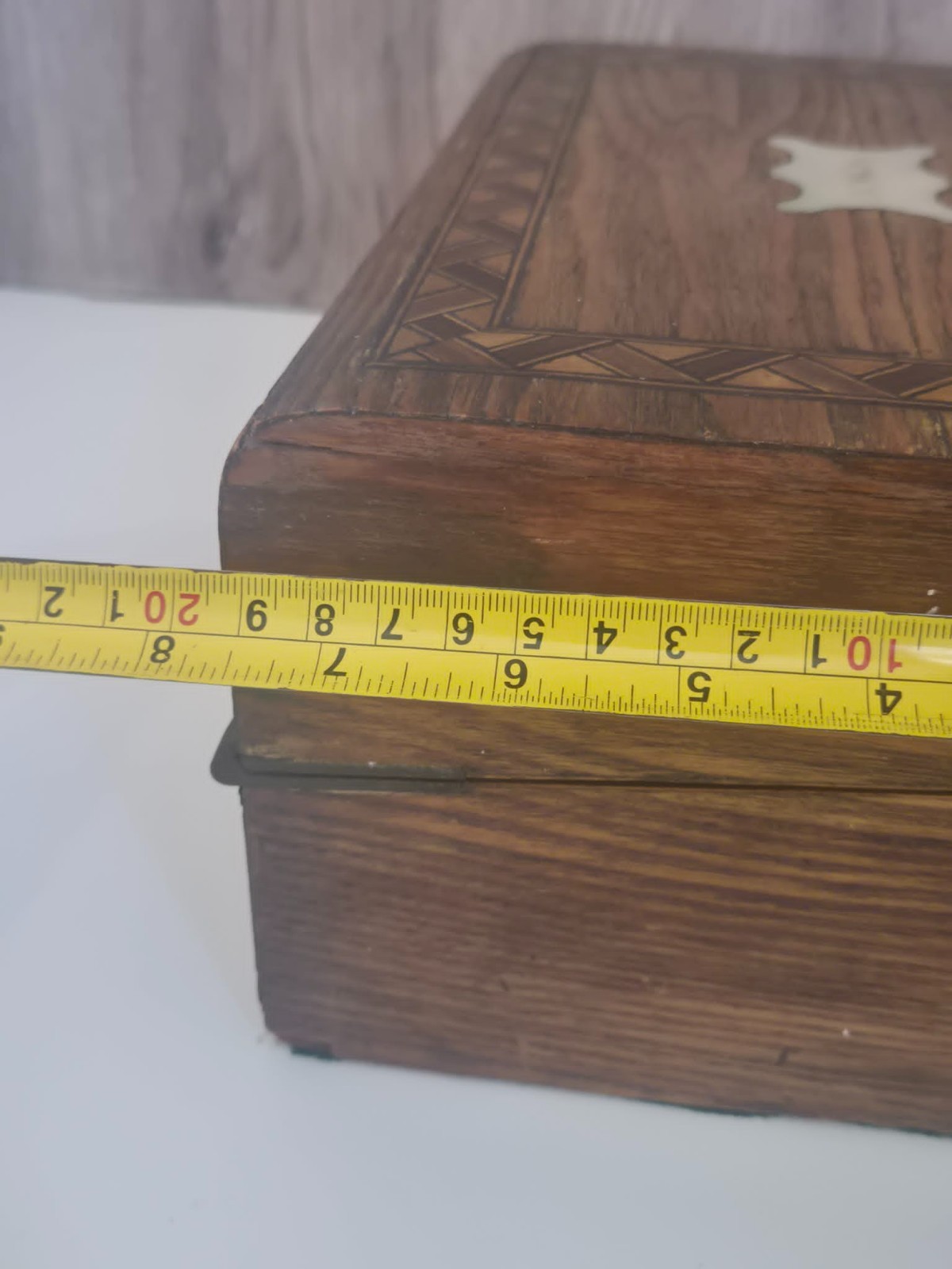 Antique Victorian Walnut Writing Slope Lap Desk Box Inlaid With Drawer