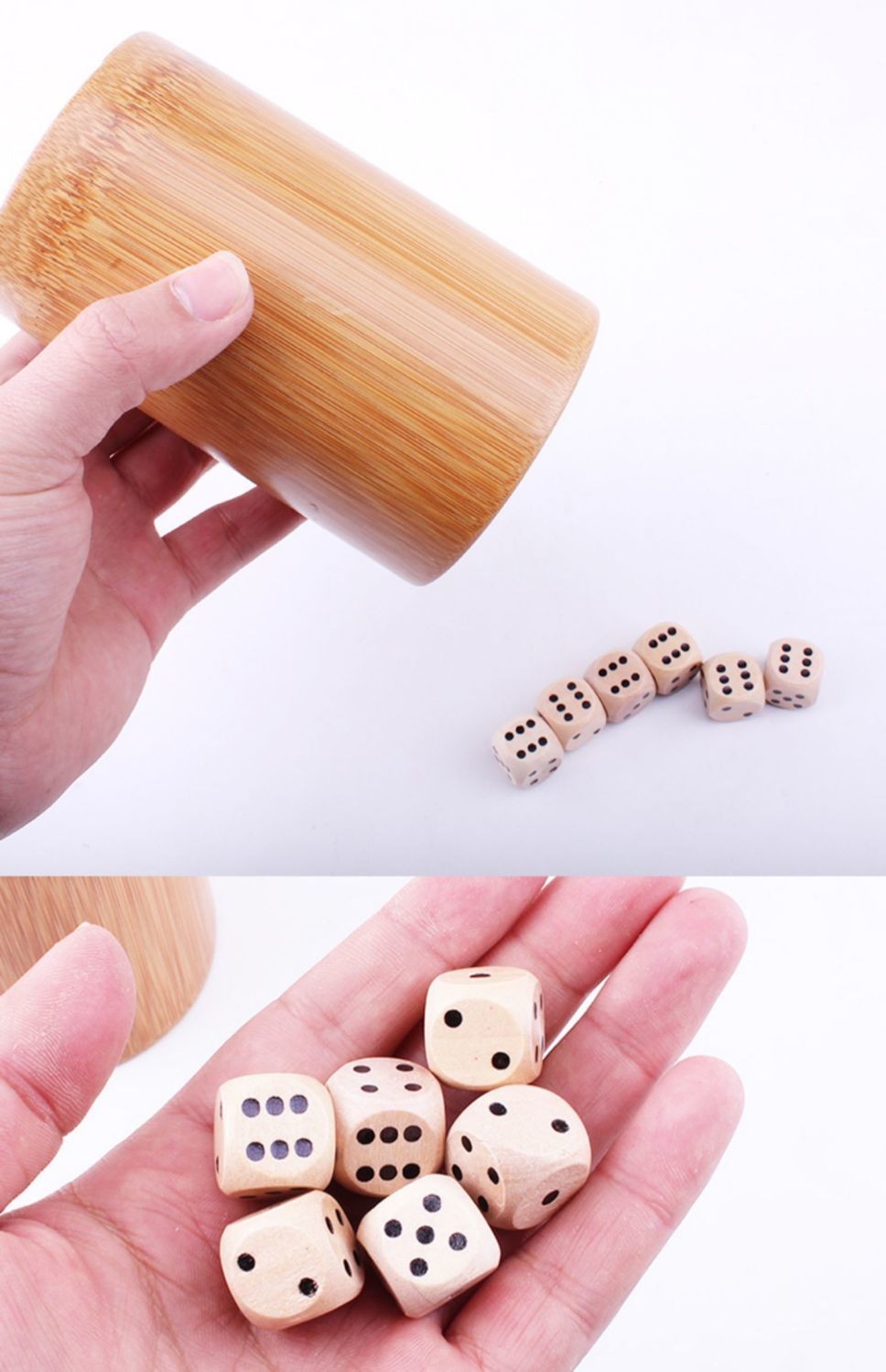 Large Bamboo Dice Cup Shaker Lid Wooden Dice Box Bar Game Gambling Dice Roller
