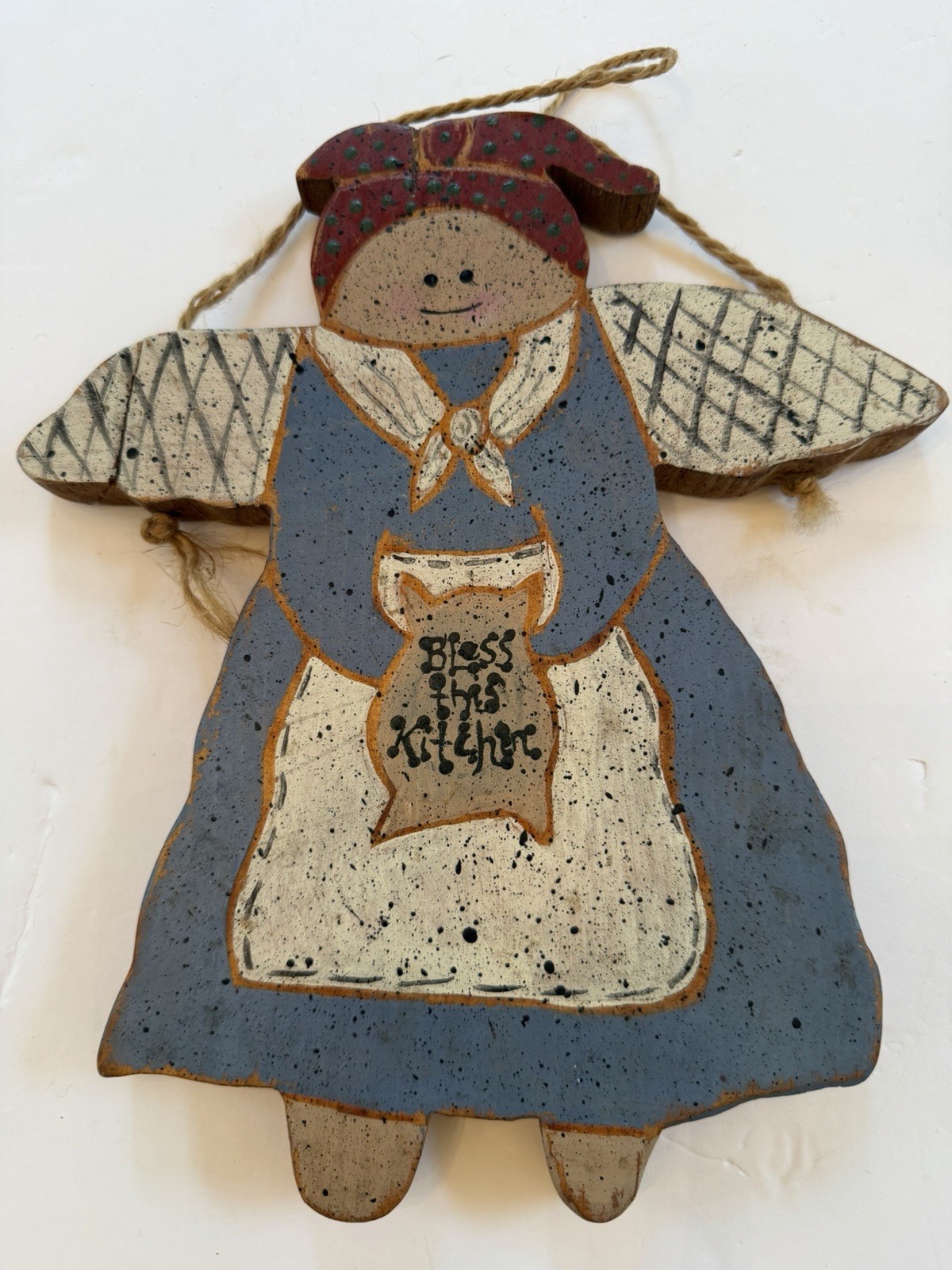 Primitive/Rustic Wooden Angel Wall Hanging Kitchen Baking 90’s Decor Country