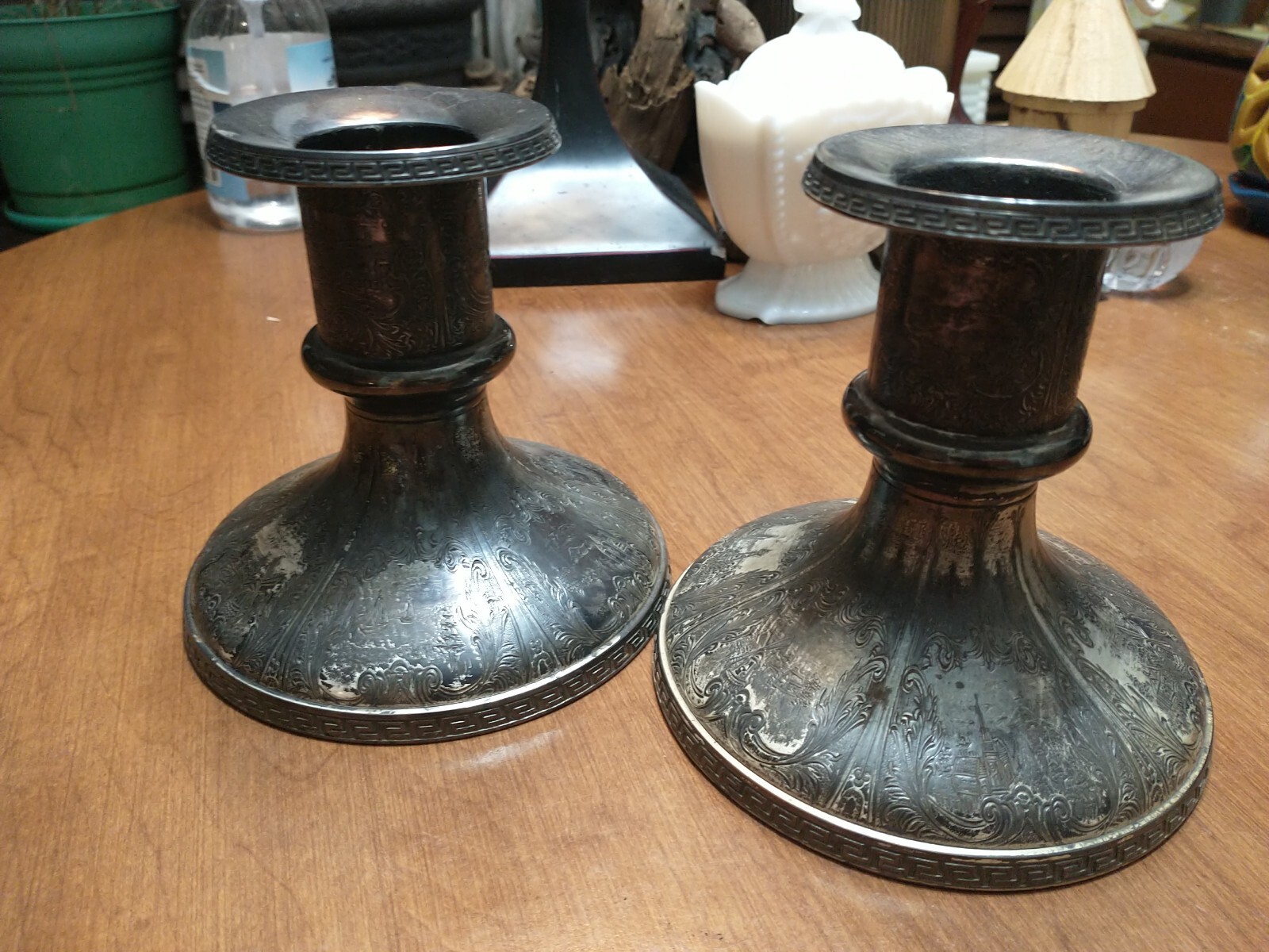 Hartford Silver Co. .925 Sterling, Candle Holders #6007 Dutch Colonial Scenes