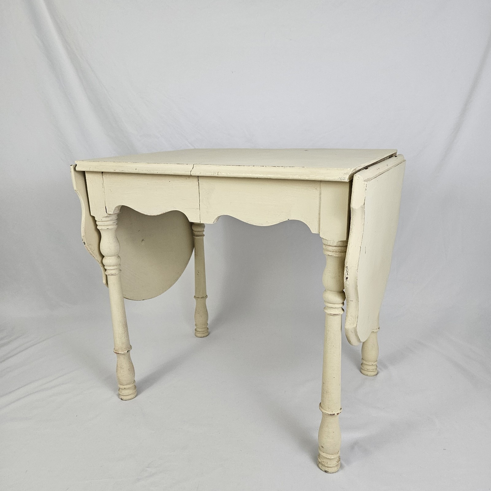 Antique Drop-Leaf Work Table Sewing Crafts Old Painted Country Cottage Kid Size