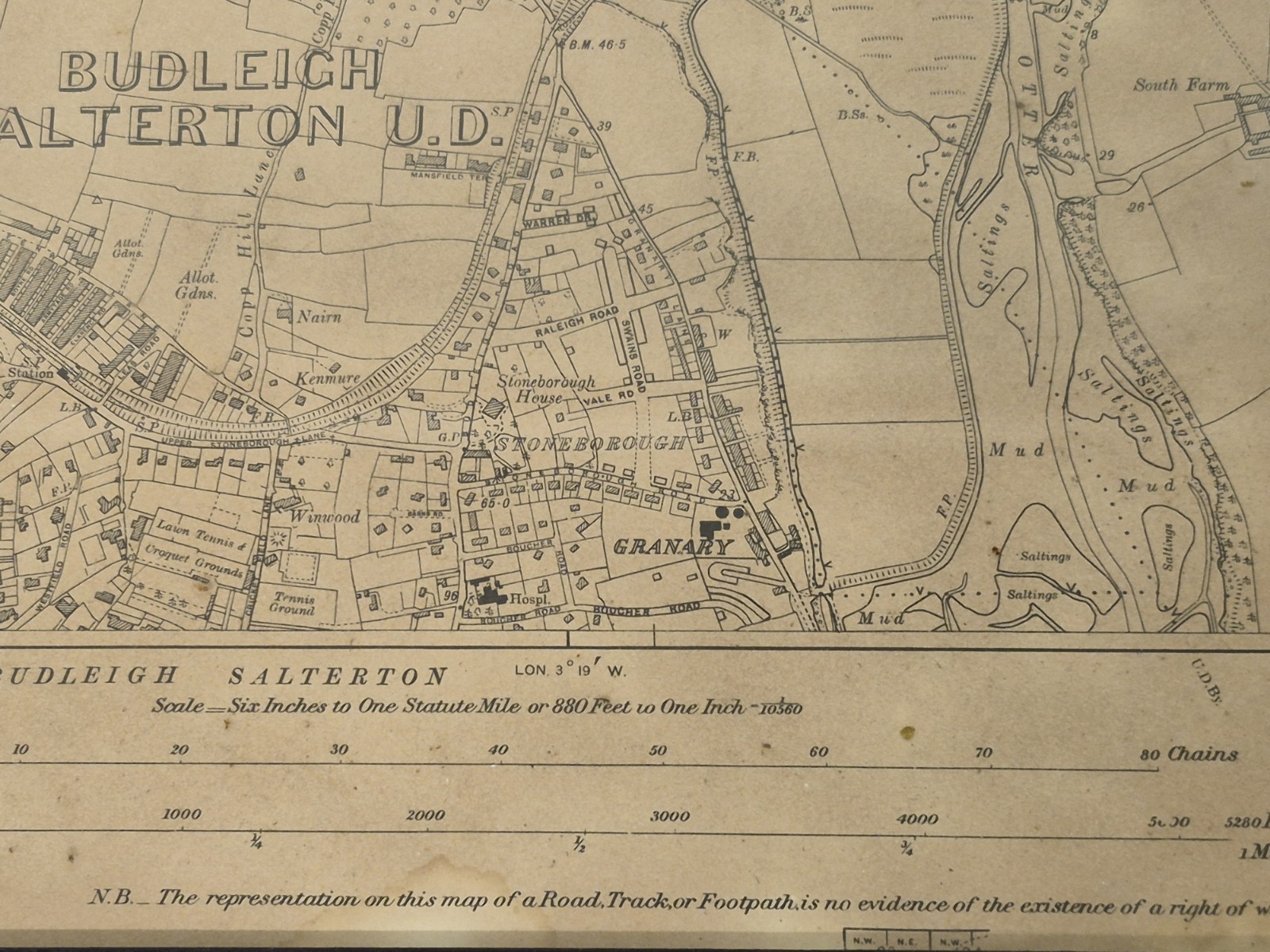 ANTIQUE VINTAGE MAP EAST BUDLEIGH DEVONSHIRE 1938 18″