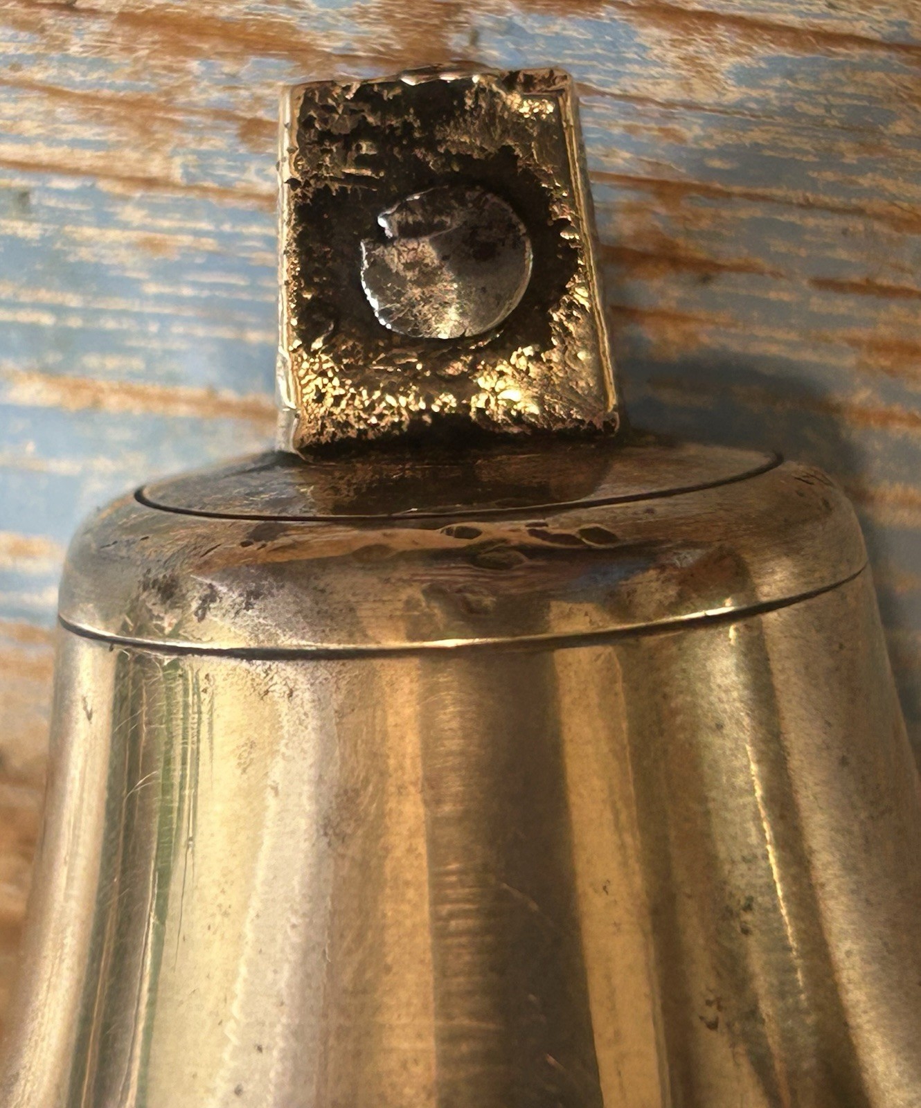 18th-early 19th Century. (#1) Solid Brass Bell W/iron Clapper. 2 Inches Tall.