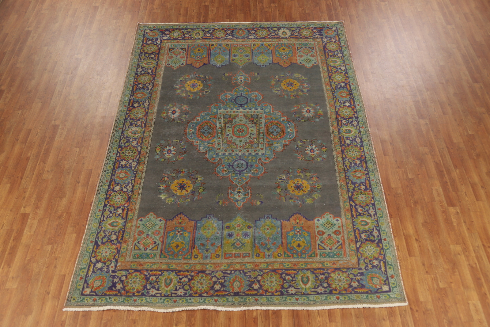 Vintage Gray Over-dyed Wool Living Room Rug Traditional Hand-made Carpet 8×11