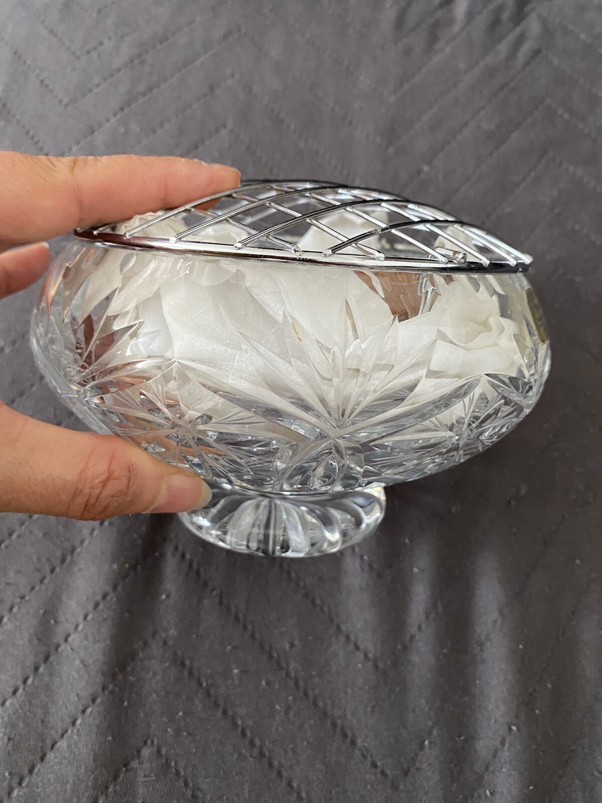Vintage Yeoman Plate Silver Plated Rose Flowers Bowl Crystal John Jenkins Poland