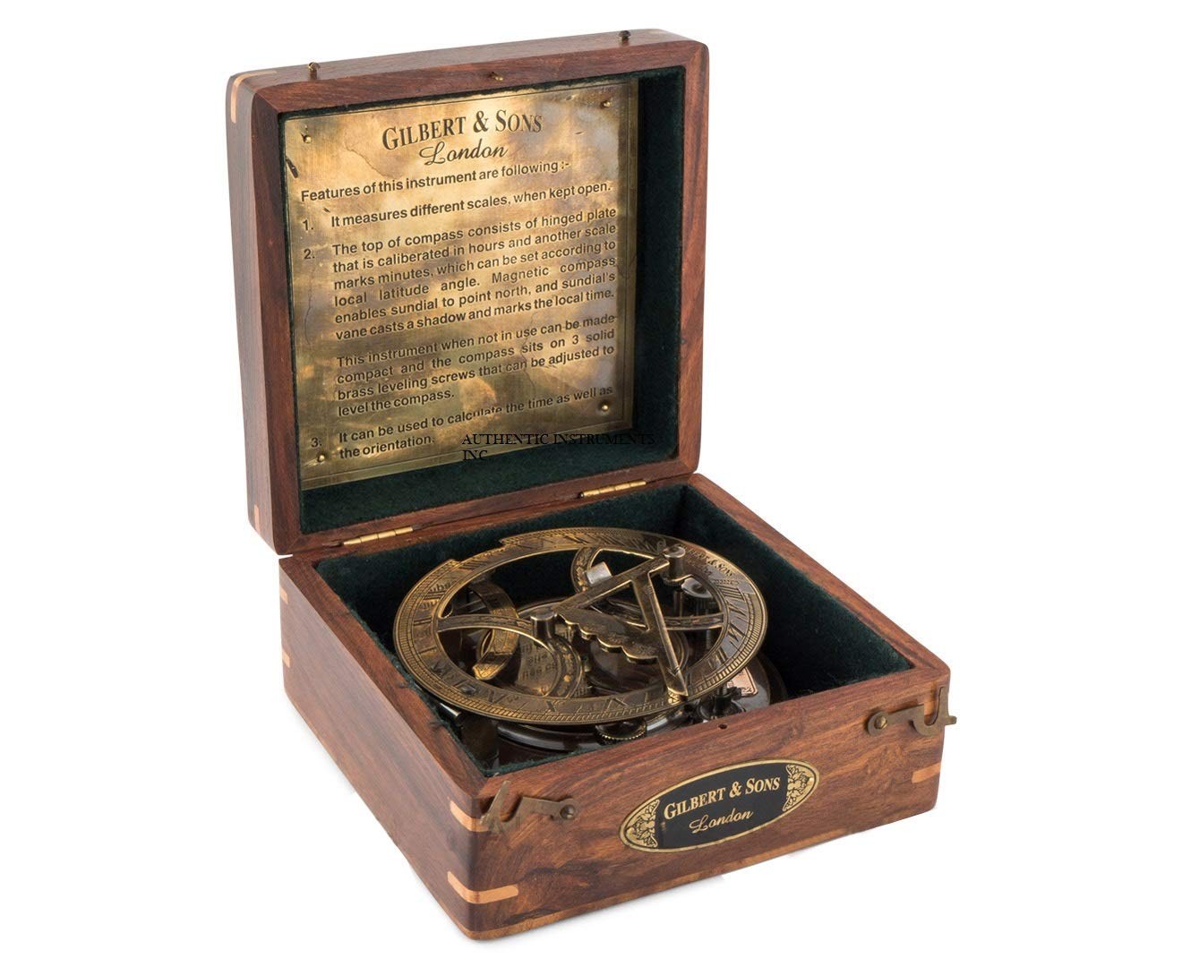 Top Grade 5Inch Sundial Vintage Nautical Marine Compass with Wooden Box Anti…