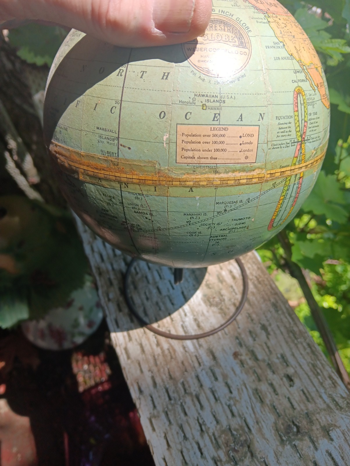 Antique Peerless 6 Inch Terrestrial Student Globe Weber Costello Co Patent 1909