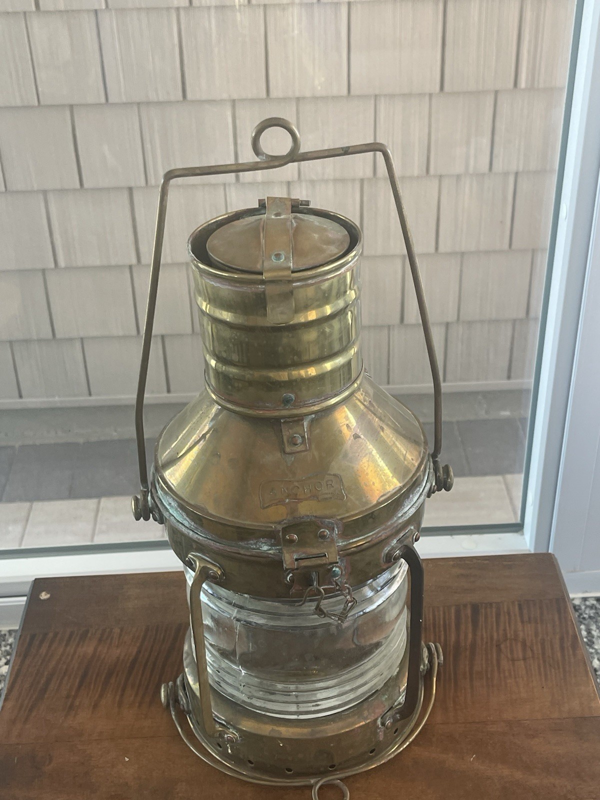 Vintage Authentic Brass Anchor Nautical Ship Buoy Lantern Lamp Maritime History