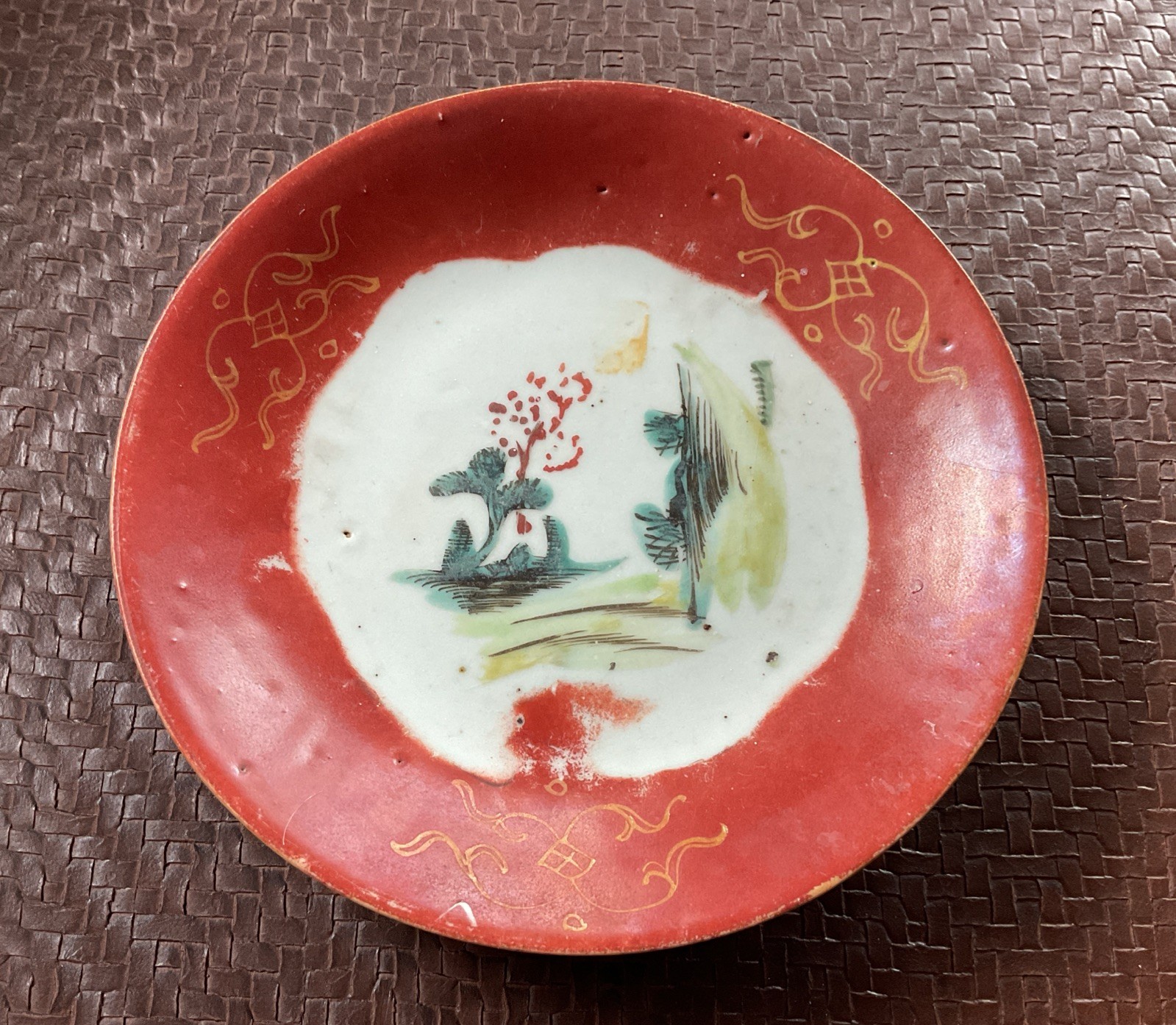 Antique 19th C. Qing Era Chinese Porcelain Plate, 7.5 Inches