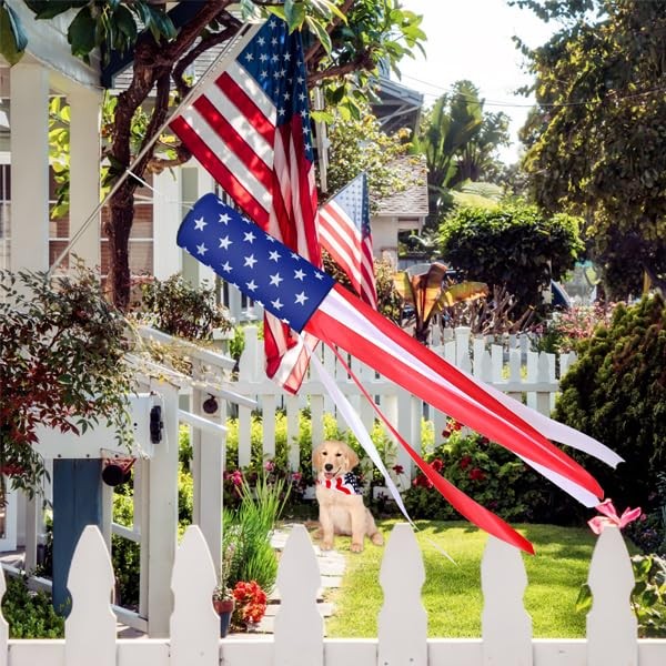 2 Pack 4th of July Windsock American Flag Wind Socks Outdoor Heavy Duty, 40″ USA