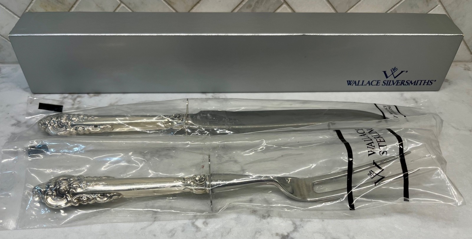 Wallace Grande Baroque Sterling Silver Carving Set – New in Unopened Packaging