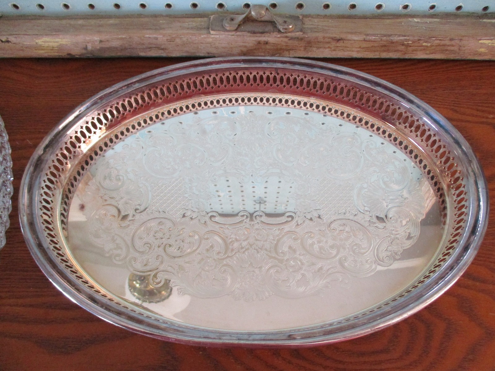 Vintage Leonard Silver Divided Relish Tray with Crystal Glass Insert