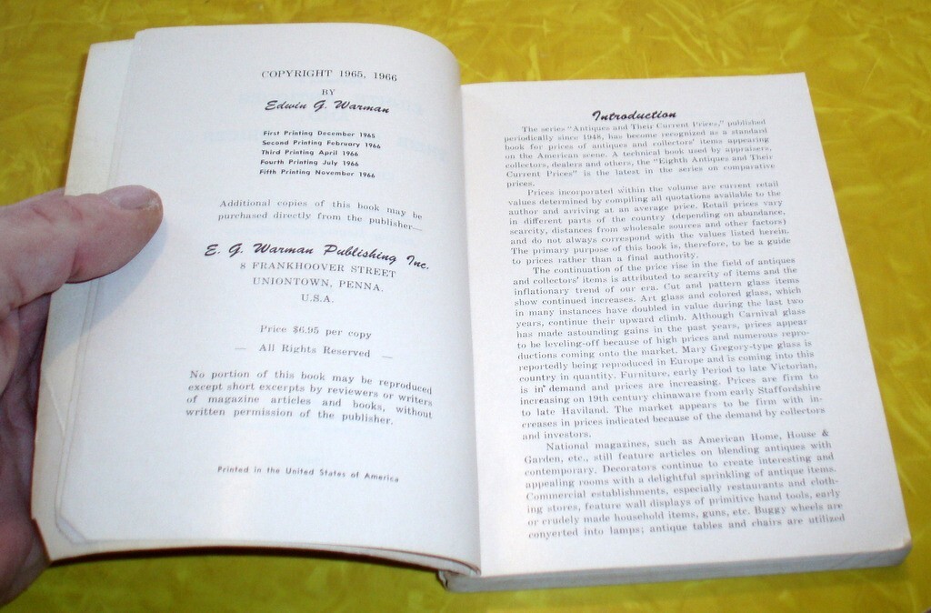 VINTAGE 1965 WARMAN’S 8TH ANTIQUES BOOK COLLECTORS 1960 ‘S PRICES
