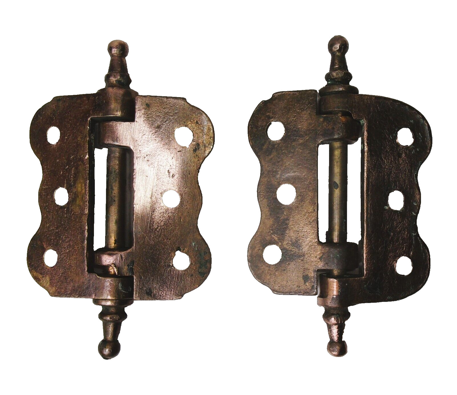 Pair Antique Eastlake Victorian Solid Brass Steeple Tip Door Hinges 3″ x 3.5″