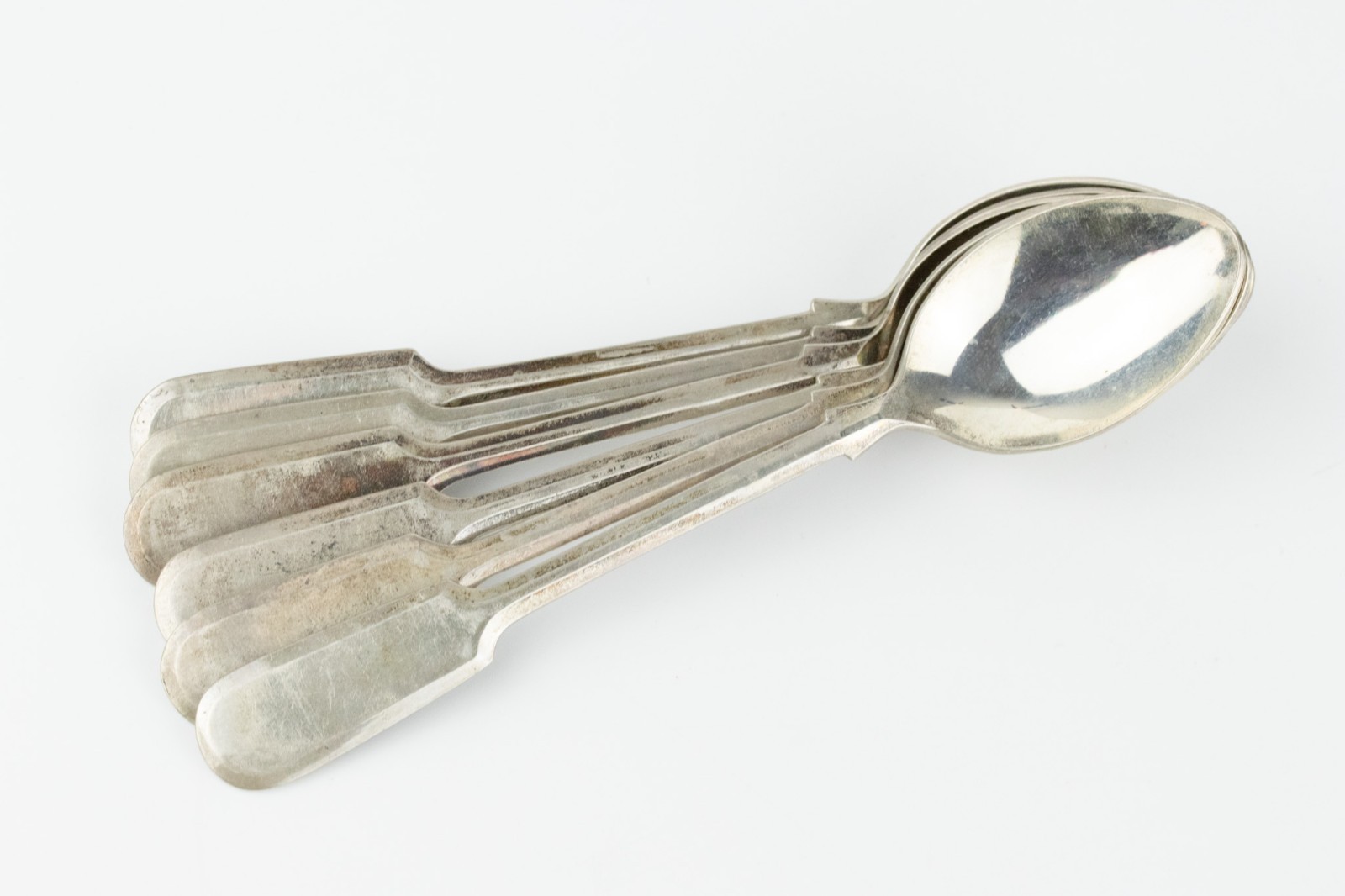 Set of 6 Soviet USSR 875 Silver Teaspoons c.1960s-1980s