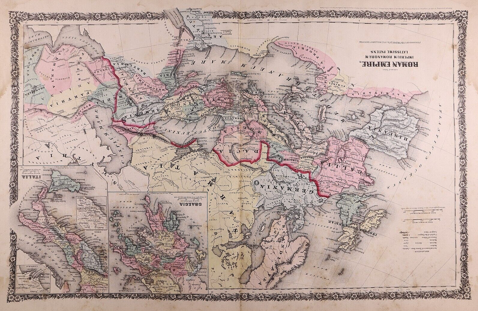 Dated 1858 Historical Map ~ THE EARLY ROMAN EMPIRE by Colton (14×23)-#26