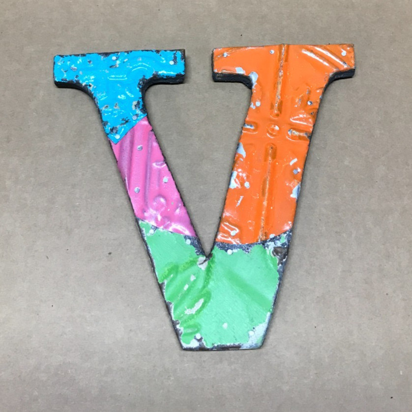 Decorative Salvaged Tin Ceiling 8″ Patchwork Mix Color Letter V Metal 248-26B