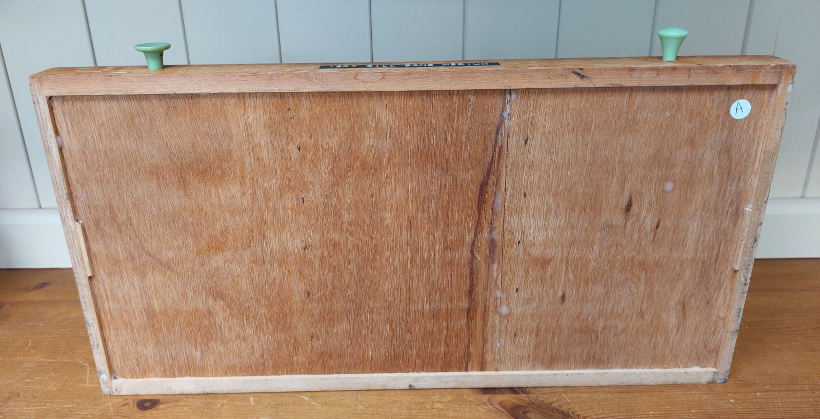 Small vintage wooden printers tray A, divided letterpress drawer, 48cm