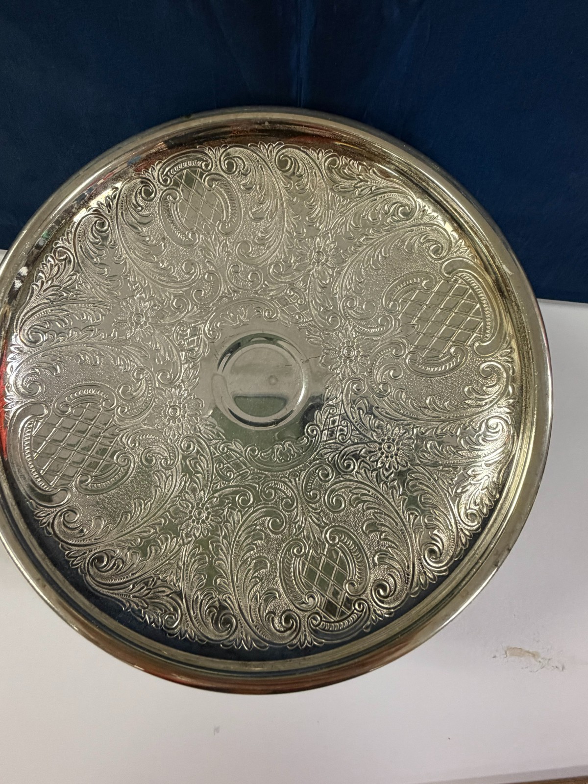 Sheridan Silver pedestal riser compote bowl Vintage Plated Etched DS43