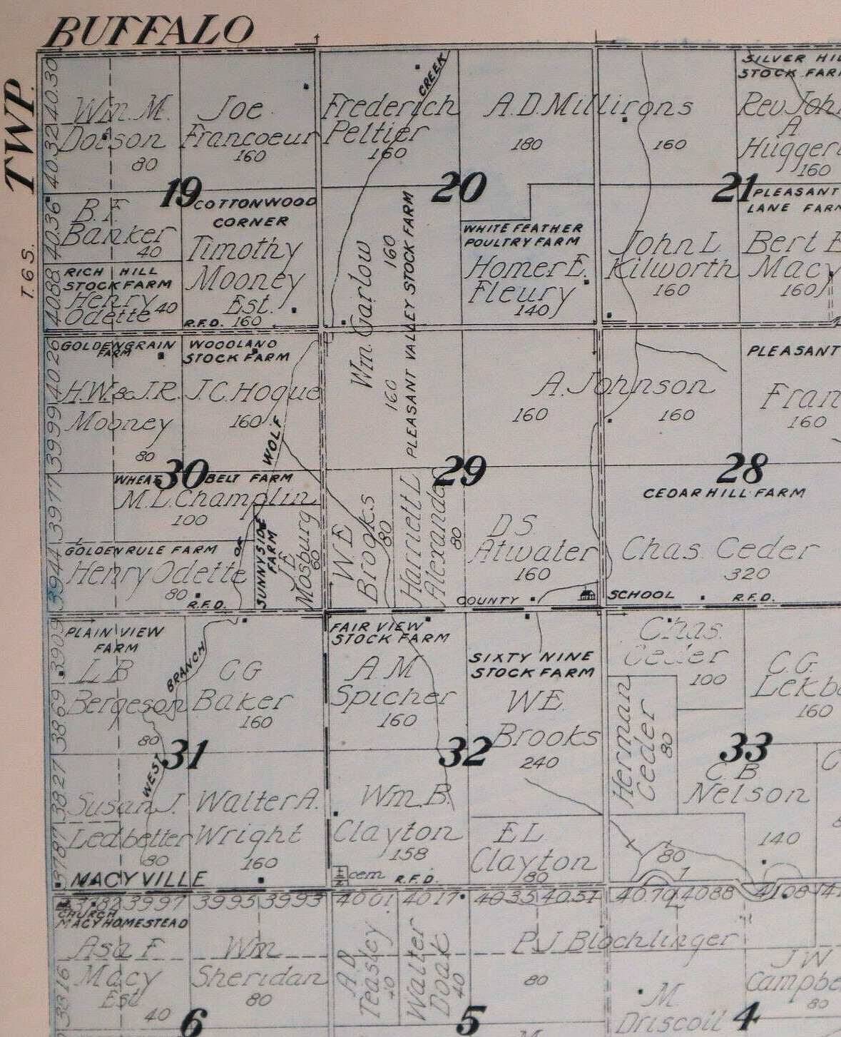 (Lg15x17) ~ 1917 Plat Map ~ ARION Township, CLOUD County, KANSAS ~ Free S&H