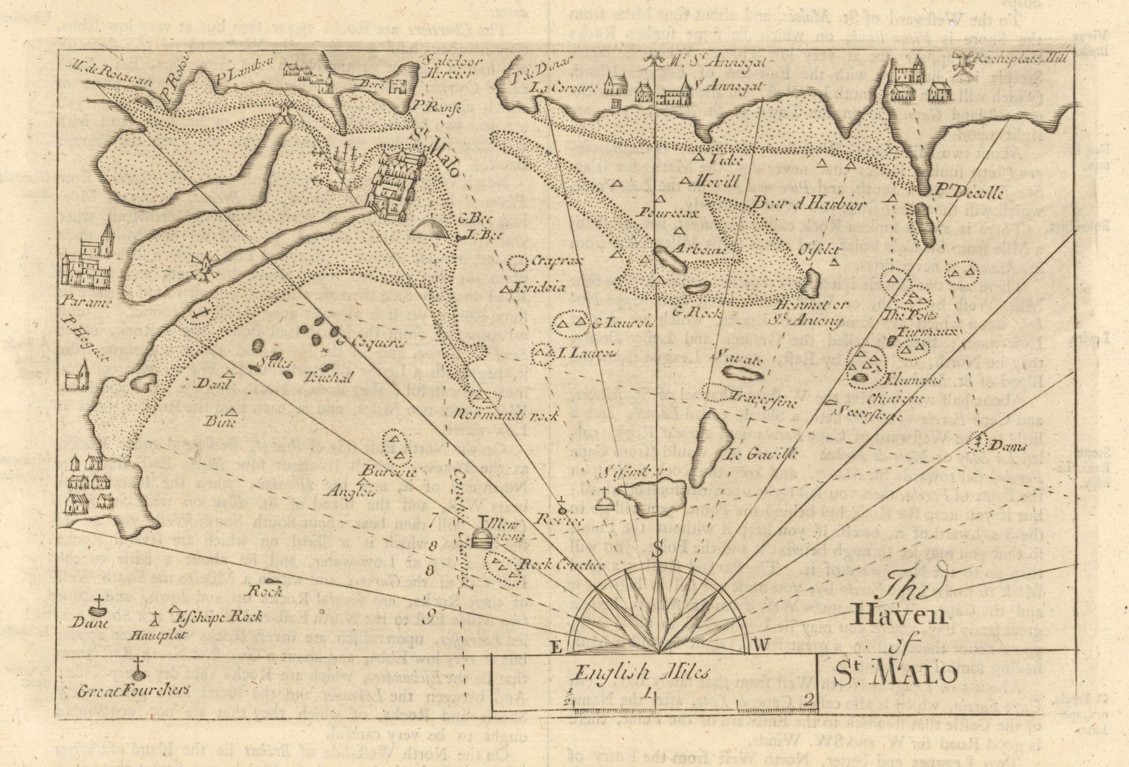 “The haven of St. Malo”. Dinard Saint-Enogat. MOUNT & PAGE sea chart 1758 map