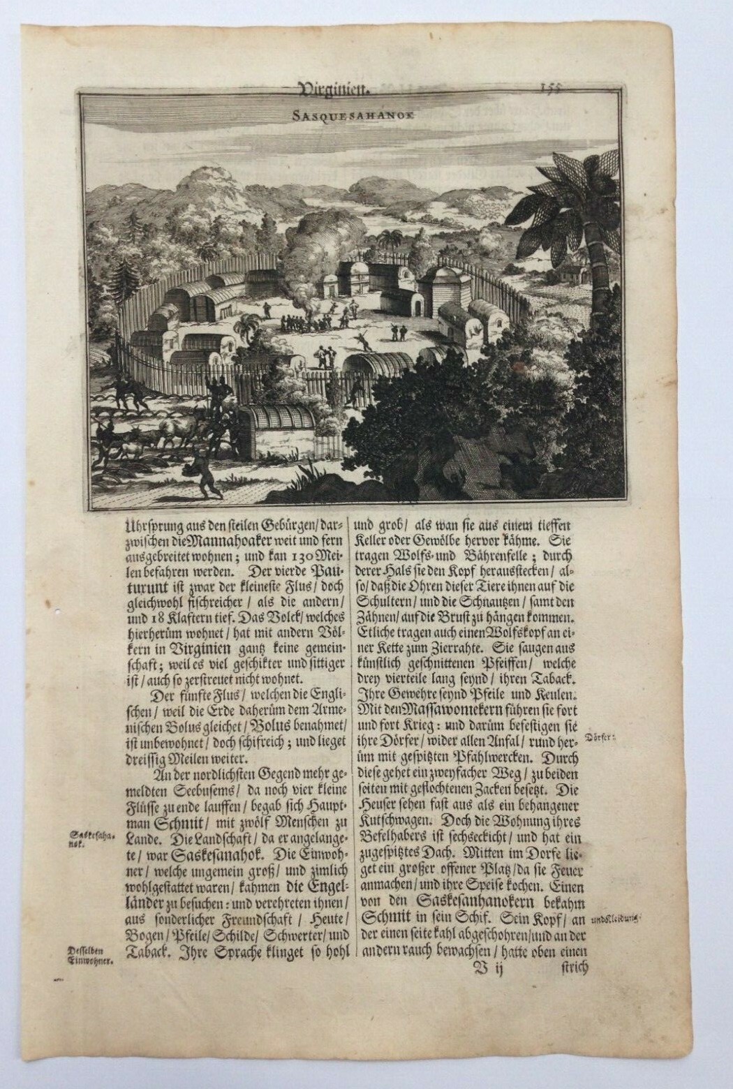 PENNSYLVANIA SASQUESAHANOX 1673 MONTANUS RARE ANTIQUE ENGRAVED VIEW 17TH CENTURY