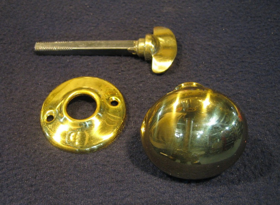 Vintage Entry Lock Set Brass Pull Handle & knob Dead Bolt w/ 2 keys – Dexter NOS