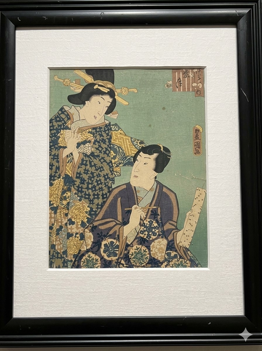 1852 Utagawa Kunisada Toyokuni III – Antique Japanese Woodblock Print Art 16×13